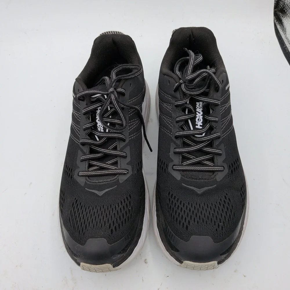 Hoka One One Clifton 6 Black White Running Shoes Womens 10 1102873-BWHT
